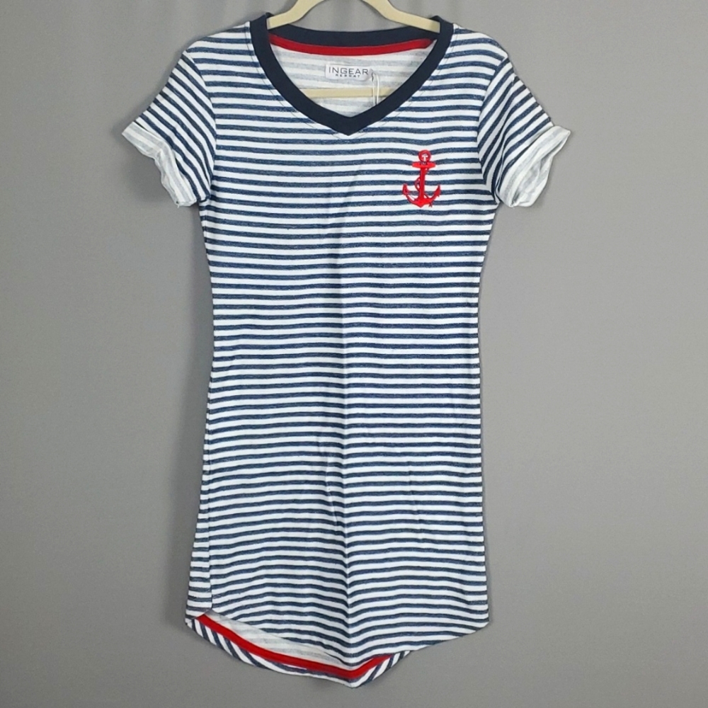 Ingear Resort Nautical Coastal Terrycloth Dress, Size S